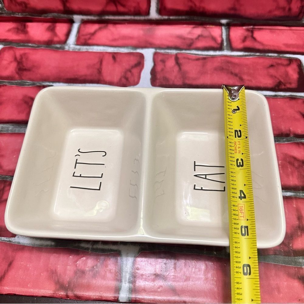 Rae Dunn ceramic Snack Tray LET’S EAT - Picture 3 of 6